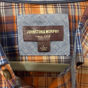 Johnston & Murphy Men's Plaid Shirt - Orange and Blue